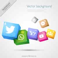 Free vector realistic background with social media icons