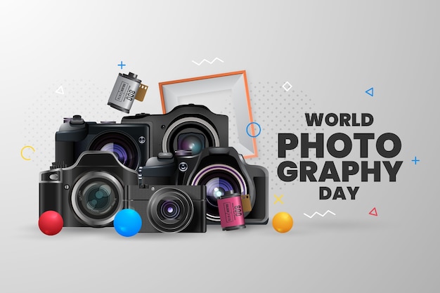 Free vector realistic background for world photography day