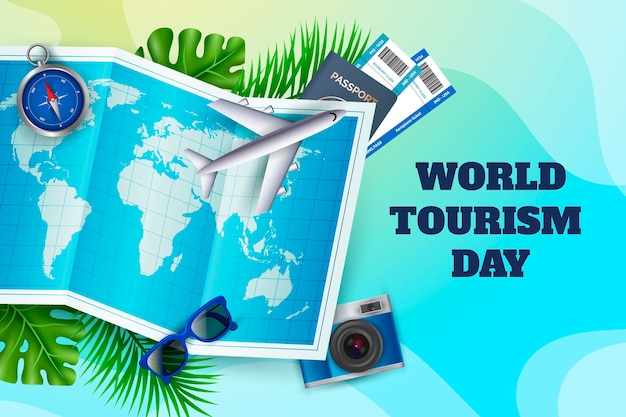 Реалистичный фон для празднования всемирного дня туризма