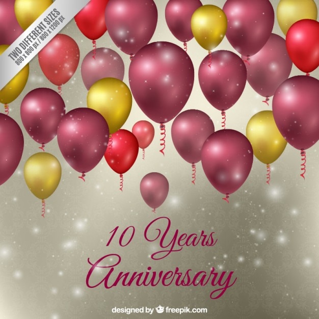 Vettore gratuito palloncini realistici anniversario background