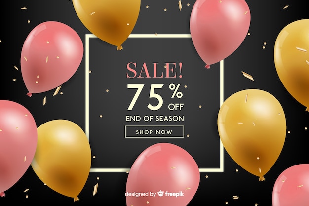 Realistic balloons floating sales background