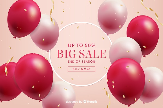 Free vector realistic balloons floating sales background