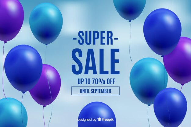 Realistic balloons floating sales background