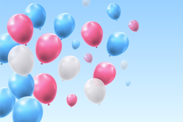 Free vector realistic balloons flying in the sky