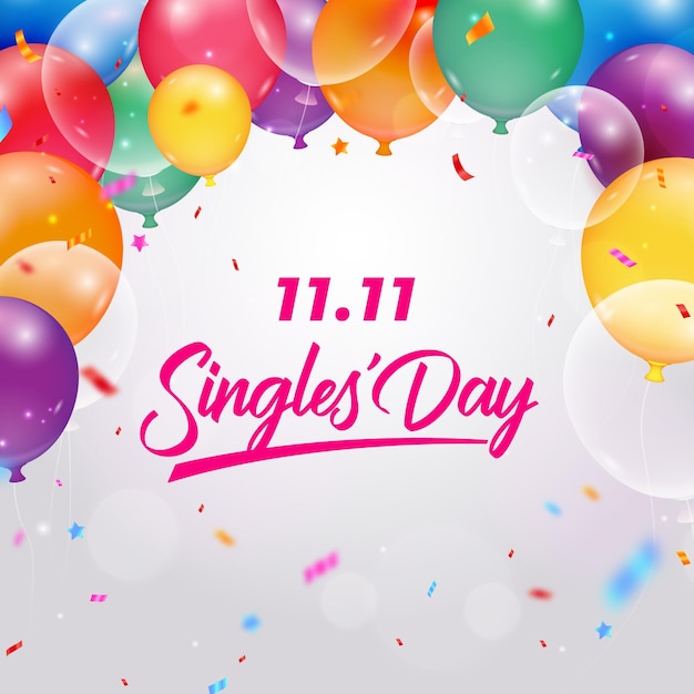Realistic balloons singles' day event