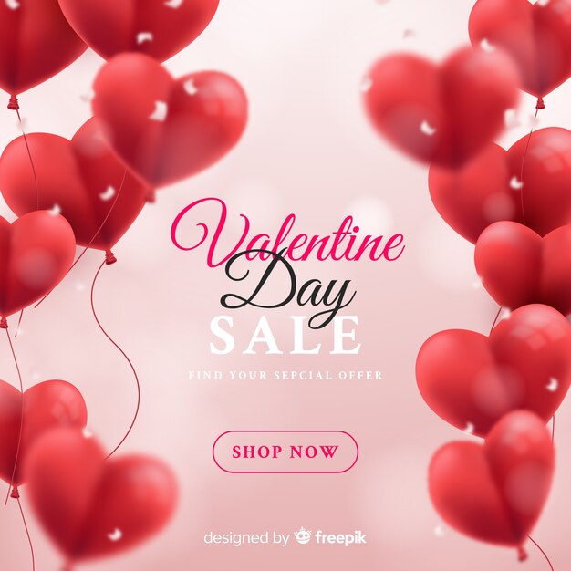 Realistic balloons valentine sale background