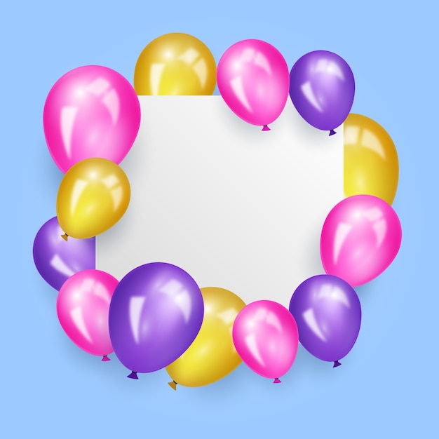 Vettore gratuito palloncini realistici con banner bianco