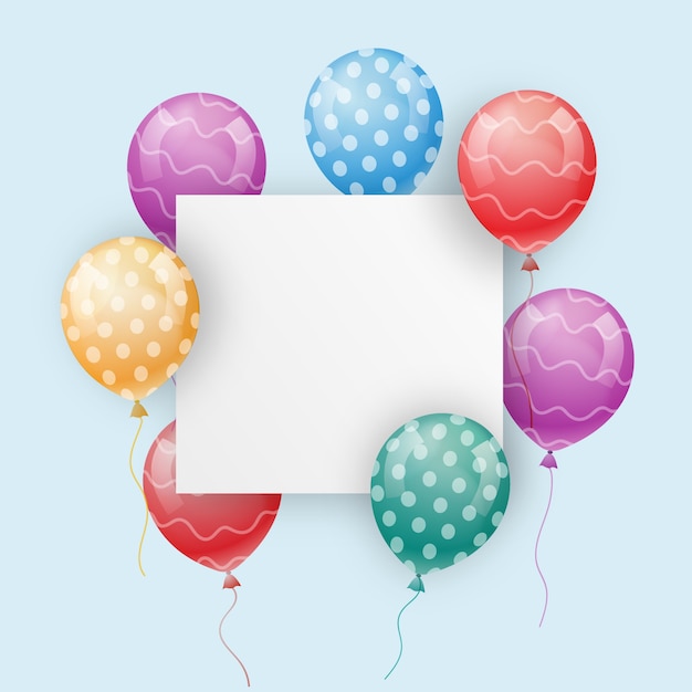 Vettore gratuito palloncini realistici con banner bianco