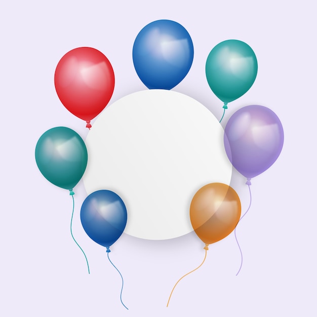 Vettore gratuito palloncini realistici con banner bianco