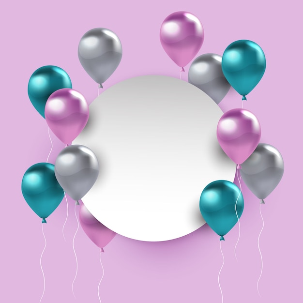 Бесплатное векторное изображение Реалистичные воздушные шары с пустым баннером
