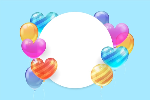 Realistic balloons with blank banner