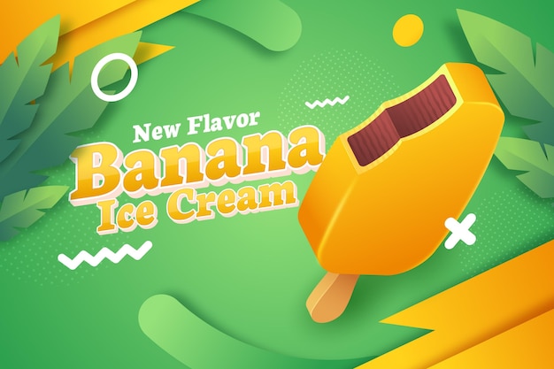 リアルなバナナアイスクリーム広告