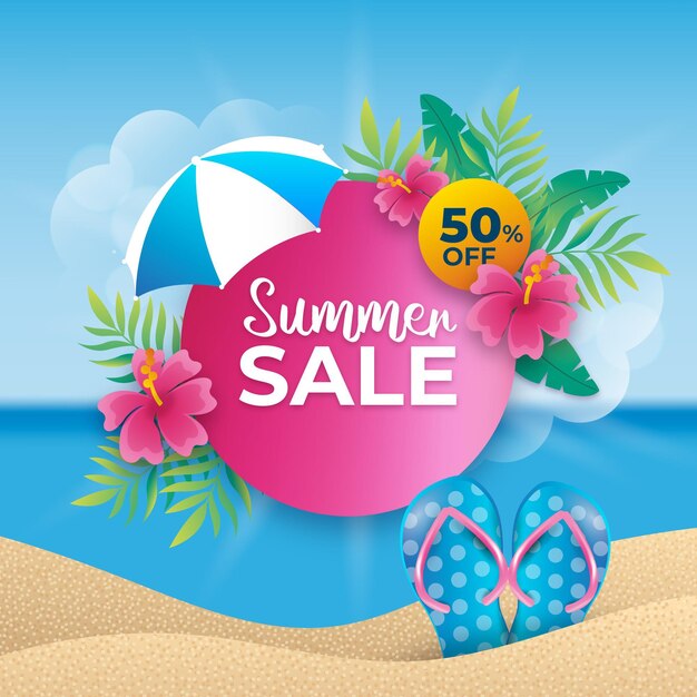 Realistic banner summer sale banner