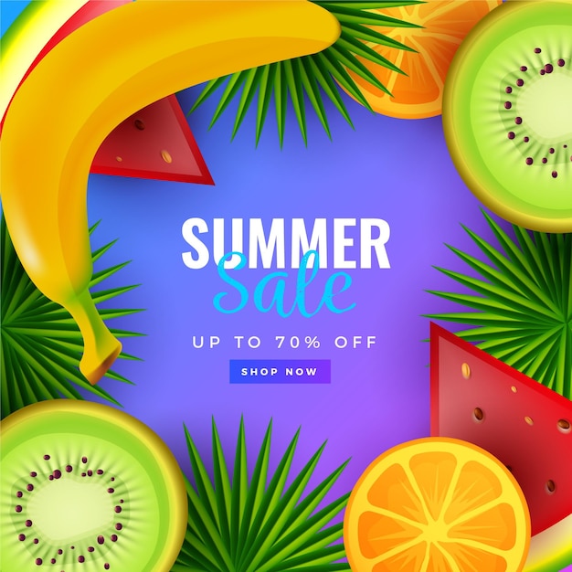 Realistic banner summer sale