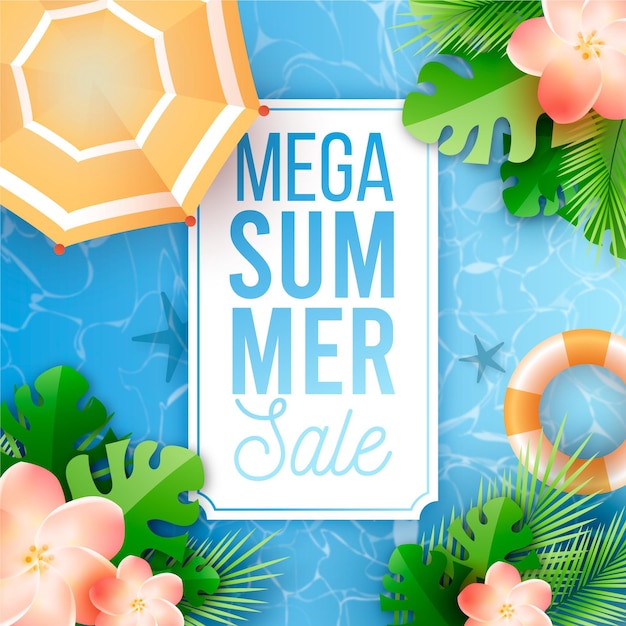 Free vector realistic banner summer sale