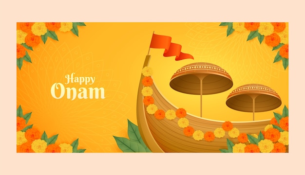 Vettore gratuito modello di banner realistico per la celebrazione di onam