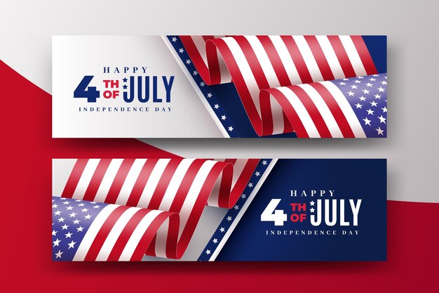 Realistic banners 4th of july independence day