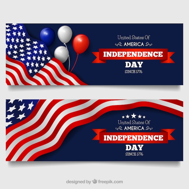 Realistic banners for independence day