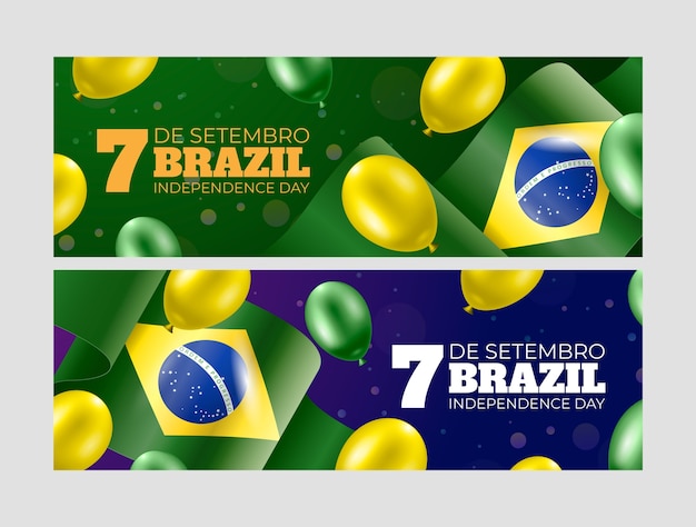 Free vector realistic banners set for 7 de setembro celebration