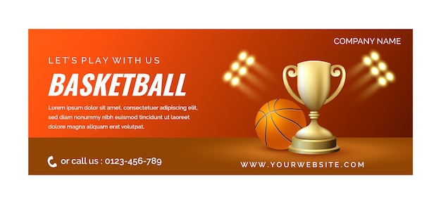 Free vector realistic basketball facebook cover