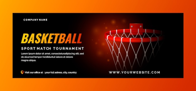 Free vector realistic basketball facebook cover