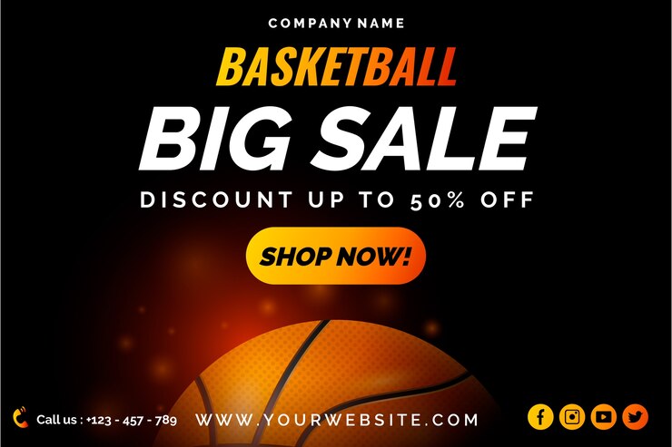 Free Vector realistic basketball sale background