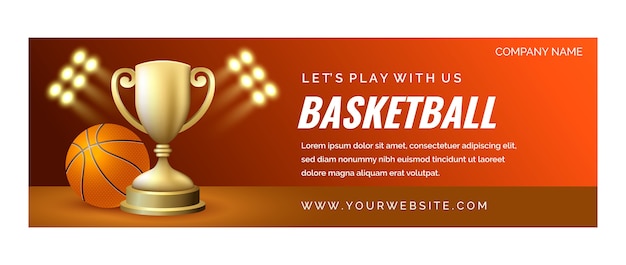 Free vector realistic basketball twitter header template