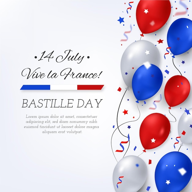 Realistic bastille day illustration