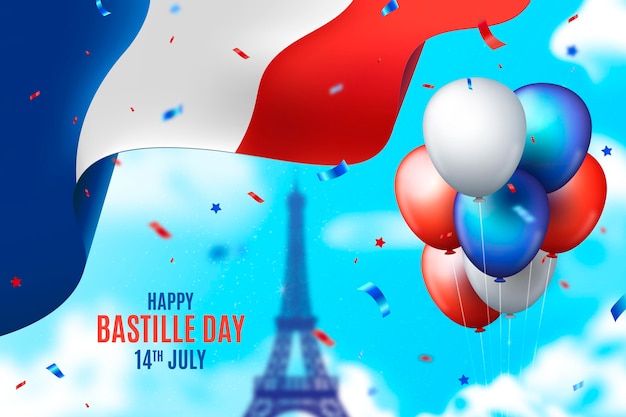 Free vector realistic bastille day illustration