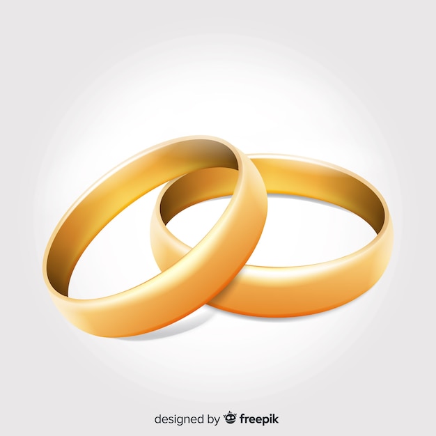 Realistic beautiful golden wedding rings