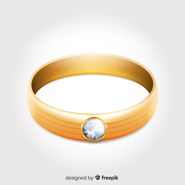Реалистичные красивые золотые обручальные кольца