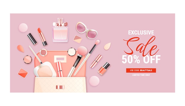 Realistic  beauty sale banner design