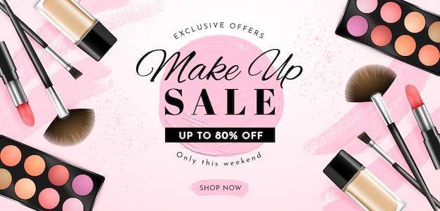 Free vector realistic beauty sale banner with offer