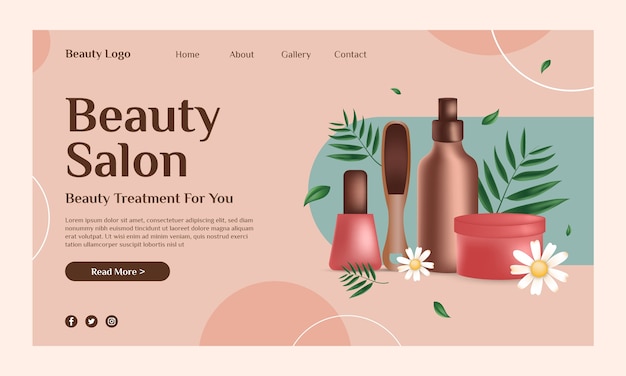 Free vector realistic beauty salon landing page template