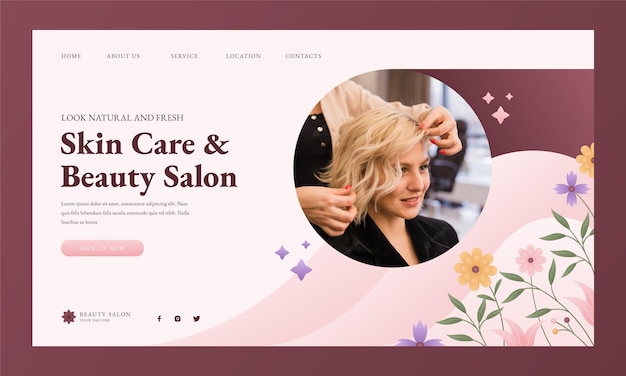 Realistic beauty salon landing page