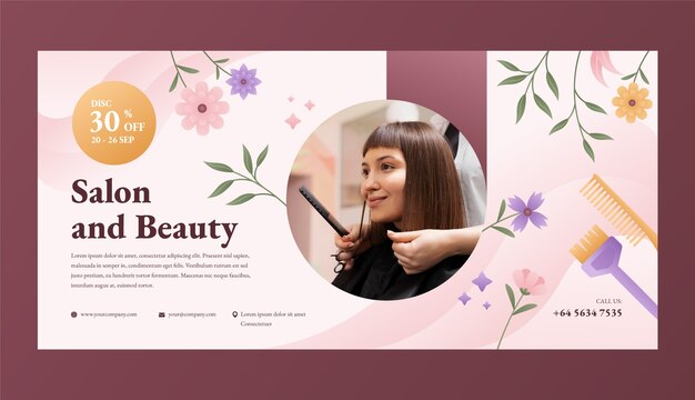 Realistic beauty salon sale banner