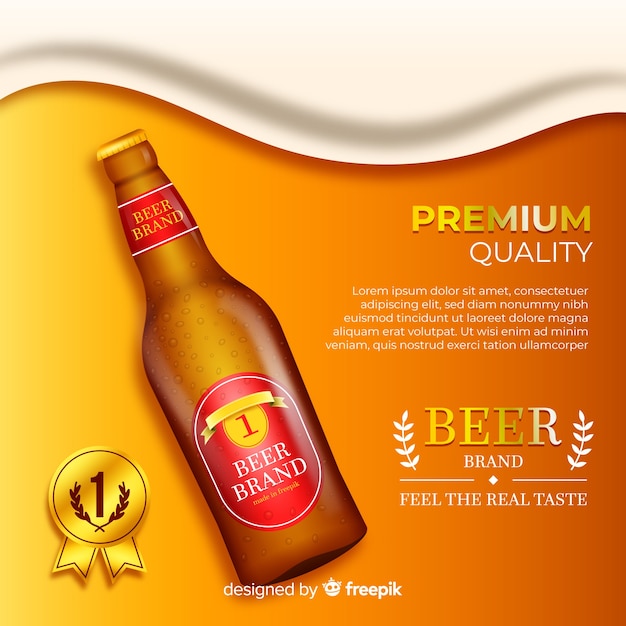 Free vector realistic beer advertisement