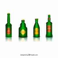 Free vector realistic beer bottle collection with label