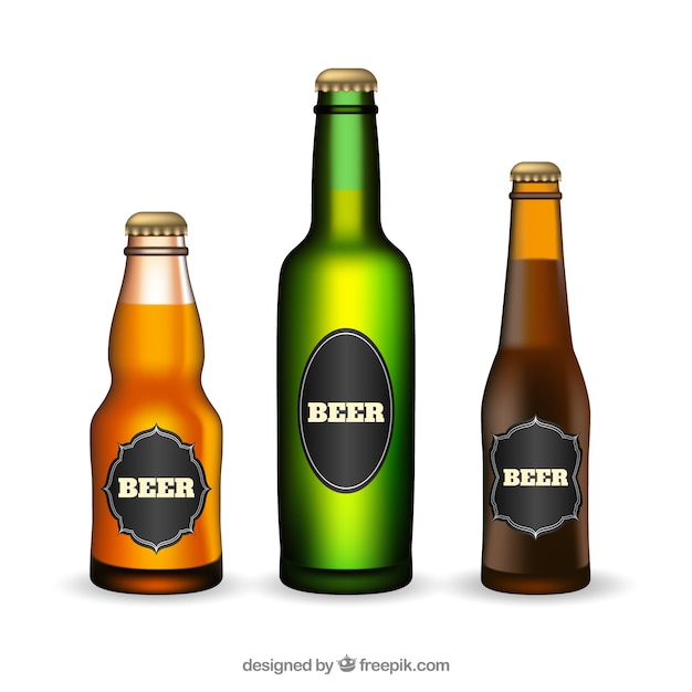 現実的なビールのボトルのコレクション