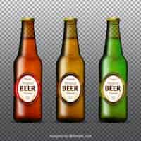 Free vector realistic beer bottle collection