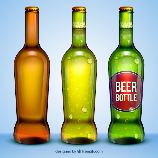 Realistic beer bottle collection