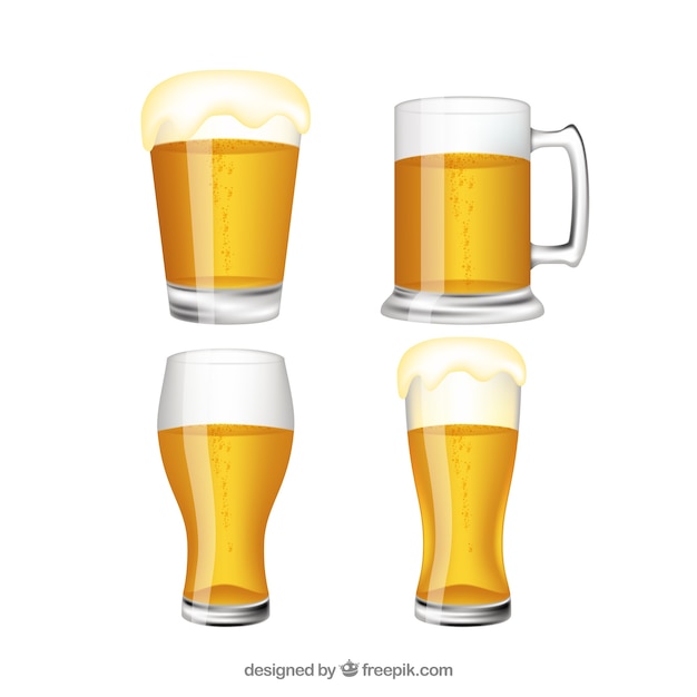 Realistic beer glass & mug collection 