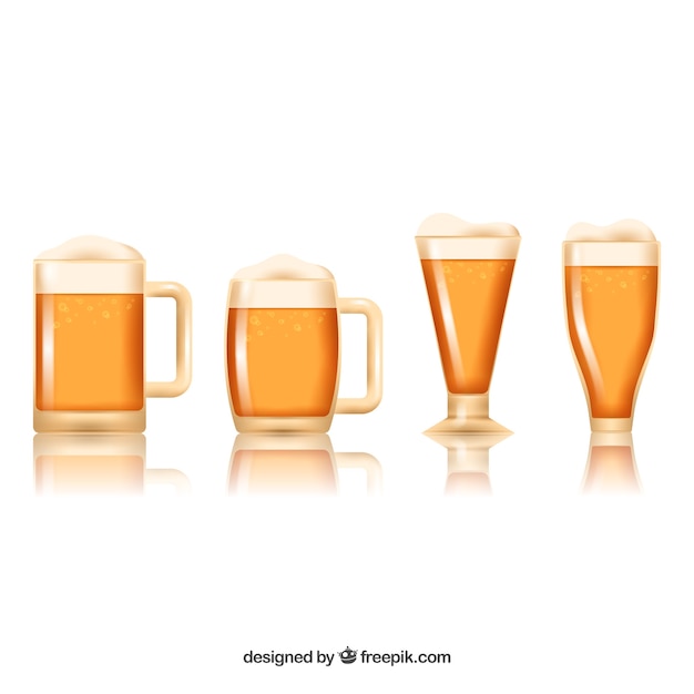 Free vector realistic beer glass & mug collection