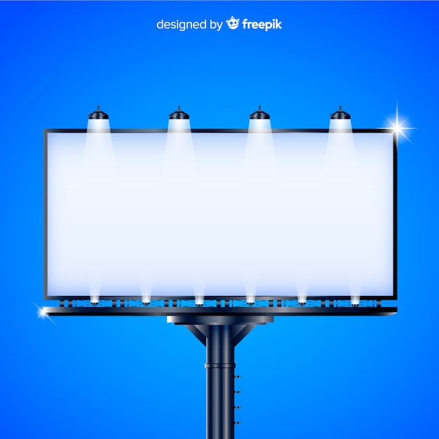 Free vector realistic billboard with lights outdoors