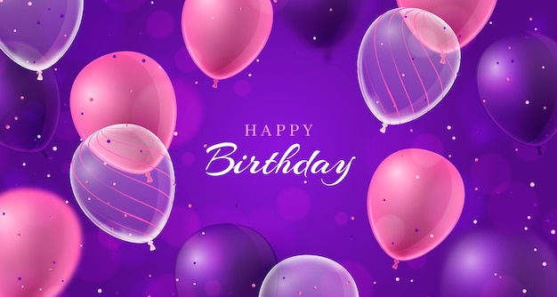 Realistic birthday background with balloons