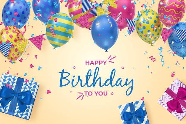 Free vector realistic birthday background with balloons