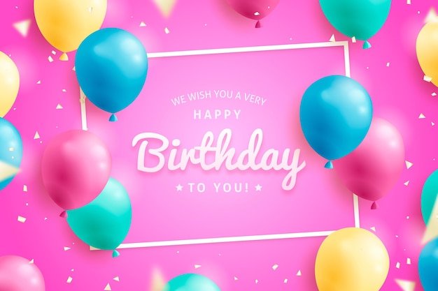 Free Vector | Happy birthday background with pink balloons