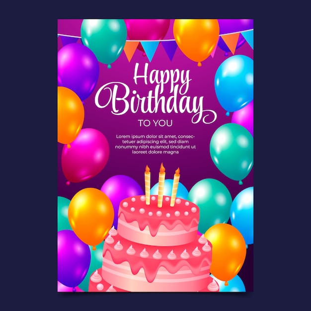 Бесплатное векторное изображение Реалистичный дизайн шаблона дня рождения