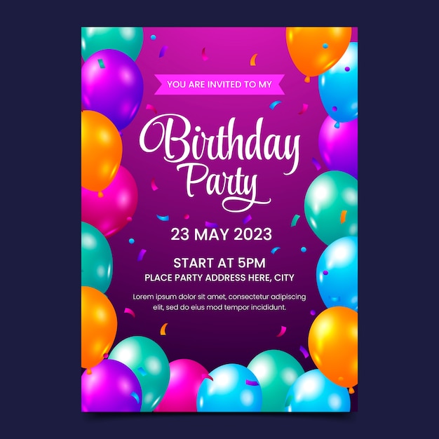 Realistic birthday template design