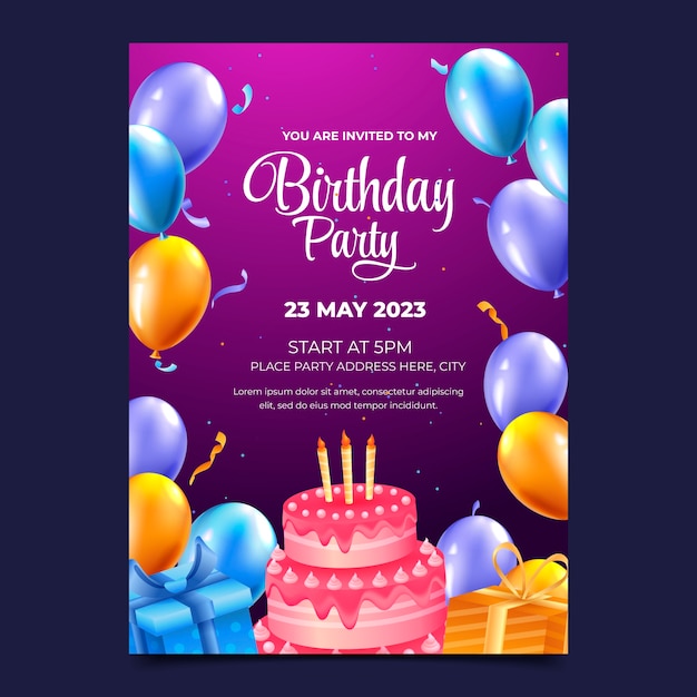 Free vector realistic birthday template design